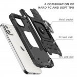 Wholesale Cube Style Armor Case with Rotating Ring Holder, Kickstand and Magnetic Car Mount Plate for iPhone 12 / 12 Pro 6.1 (Black)